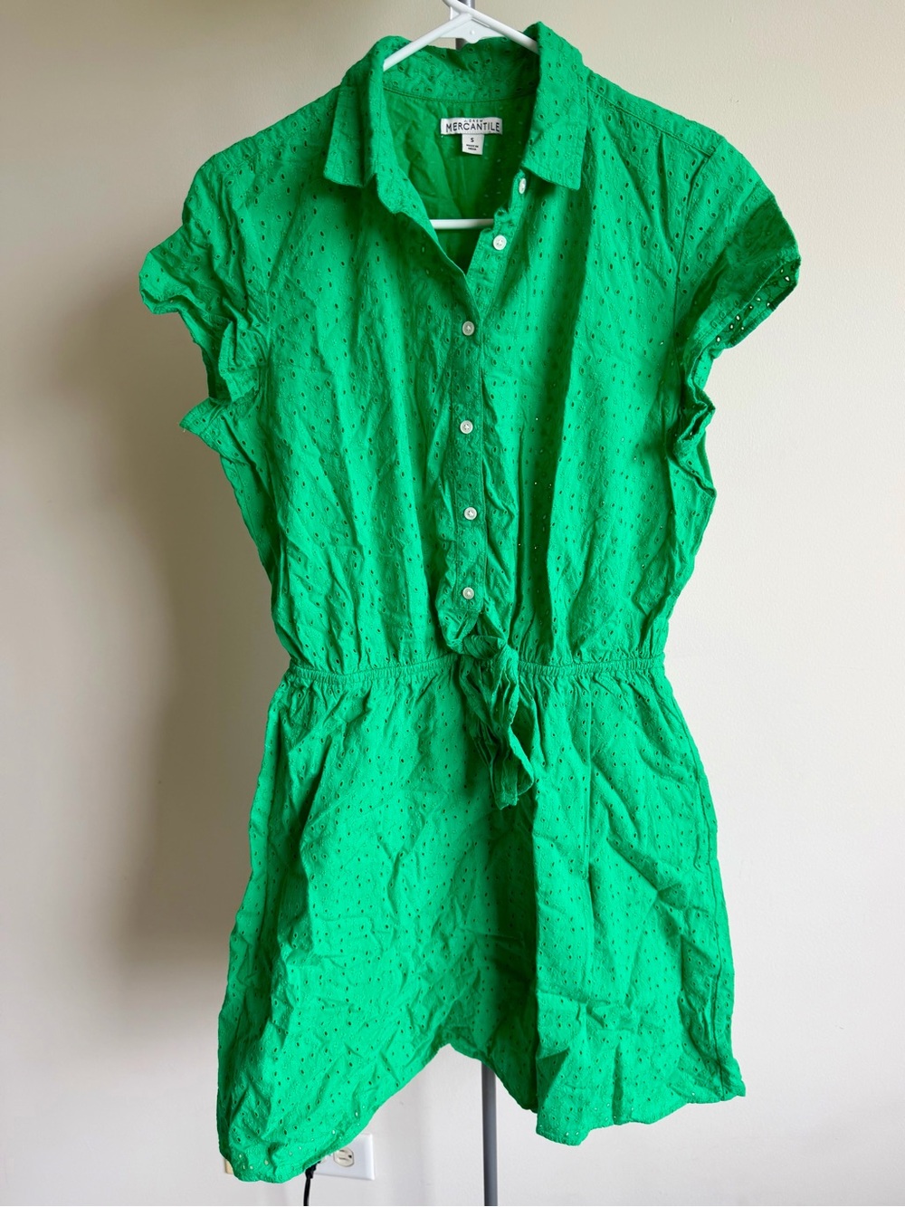 J. Crew Factory Green Eyelet Midi Dress